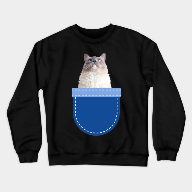 Cat in Pocket (Ragdoll Cat) Crewneck Sweatshirt by leBoosh-Designs